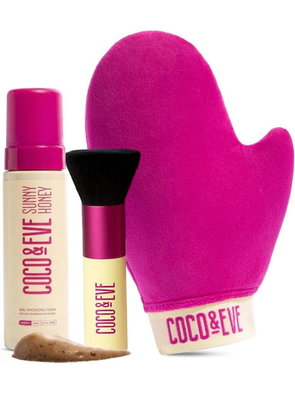 Self Tanner Kit - Bronzing Foam, Tanning Mitt & Brush for Flawless Tan - Medium